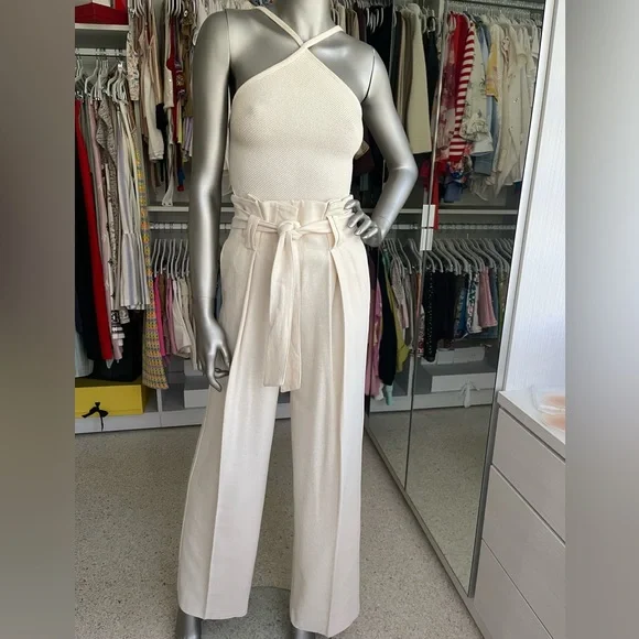 Zara Cream Wide Leg Jumpsuit with Paper-Bag Waist - Picture 8 of 12